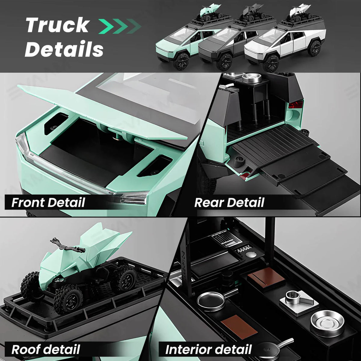 Cybertruck Car Model Pickup Camping RV 1/24 Alloy